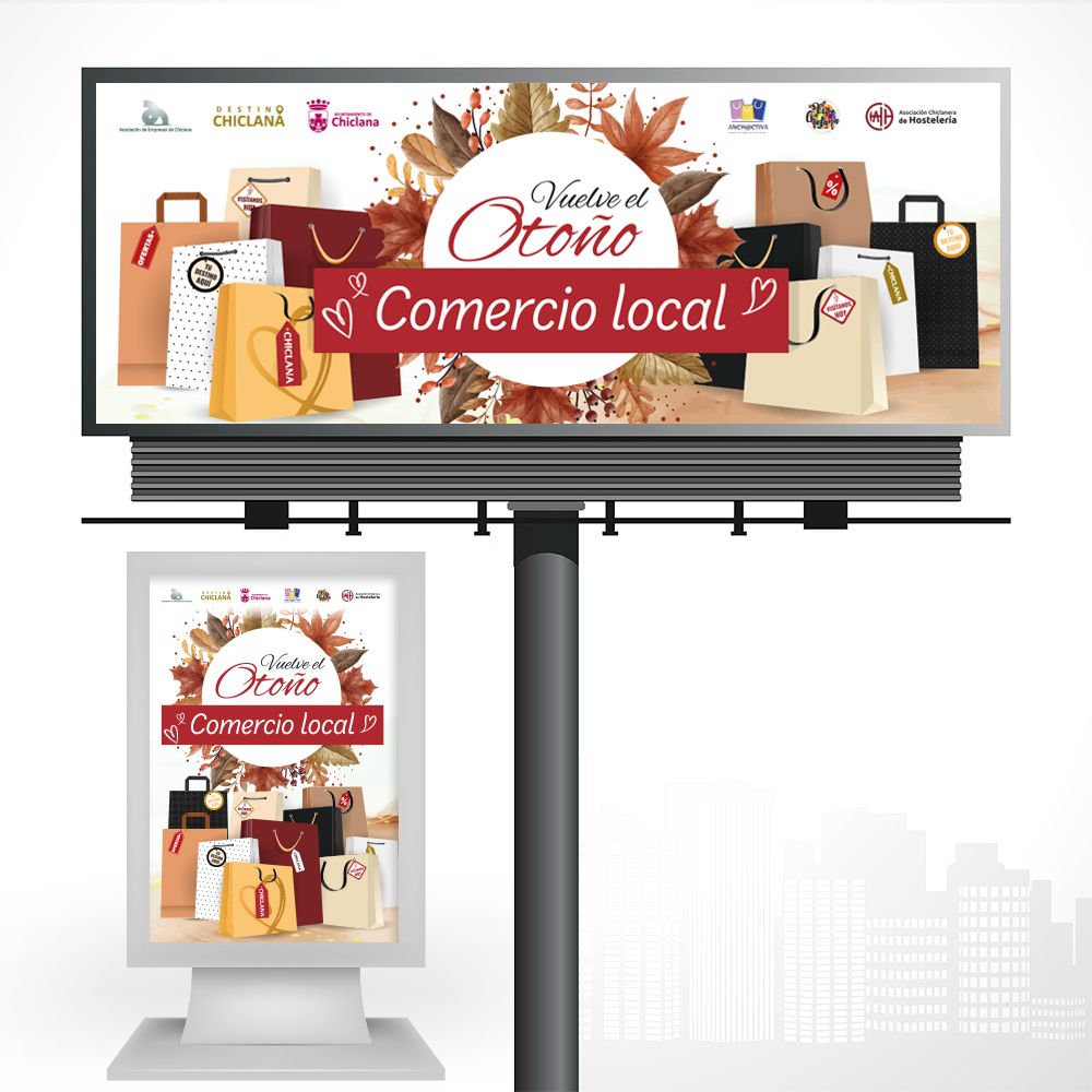 Valla y mupi campaña de otoño, comercios de Chiclana. Ayto. de Chiclana.