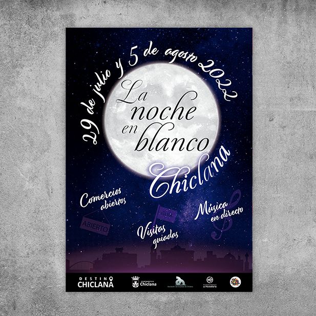 Cartel La Noche en Blanco. Ayto de Chiclana.